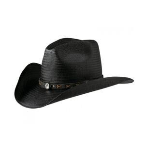 JACK DANIELS Men's Daniel's Straw Cowboy Hat Black - Jd03-62 Sz M